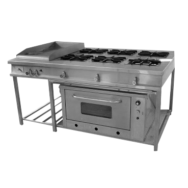 COCINA INDUSTRIAL 06 HORNILLAS CON HORNO Y PLANCHA